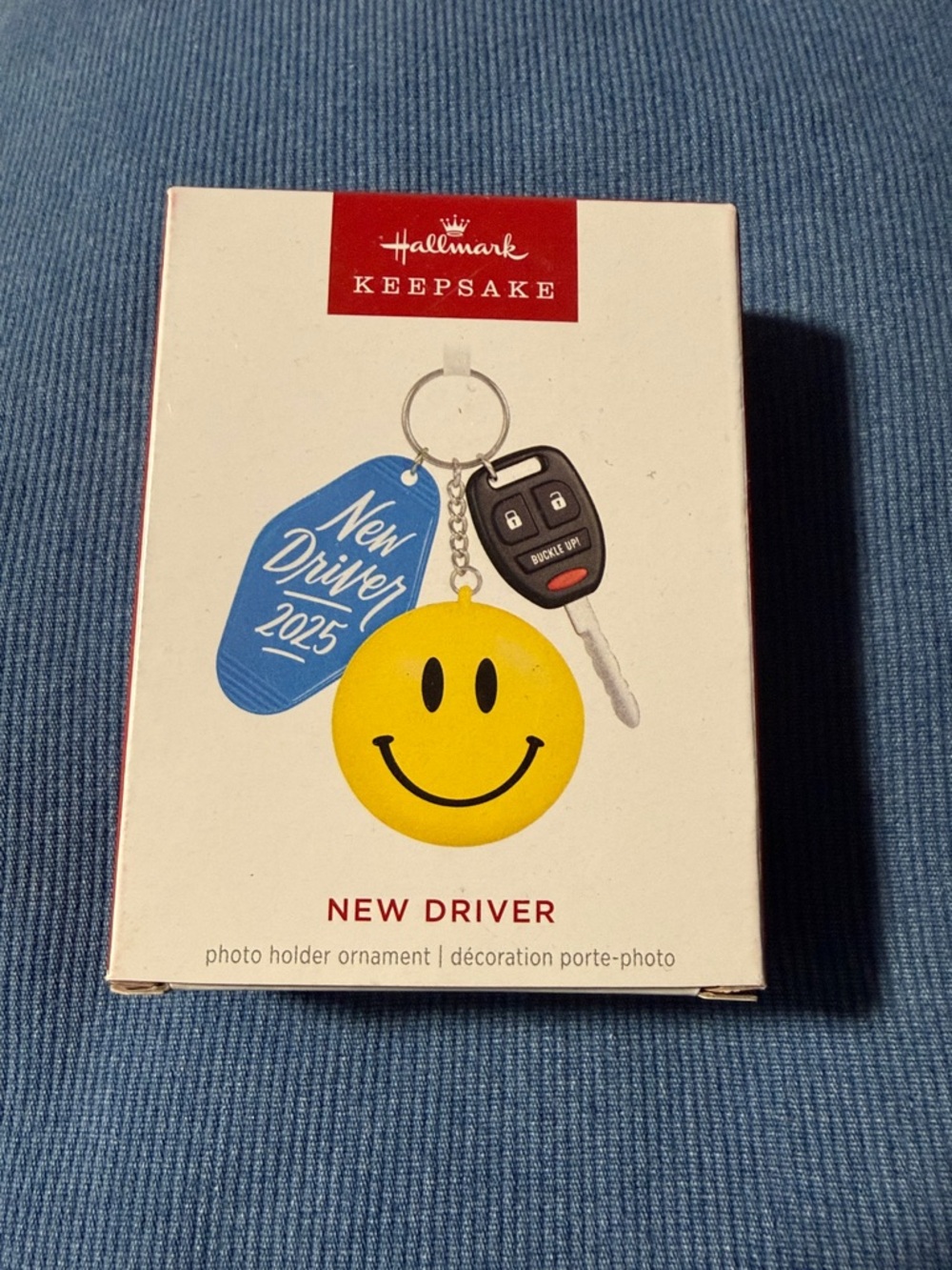 Hallmark Keepsake Yellow Smiley New Driver Keychain Ornament. NEW